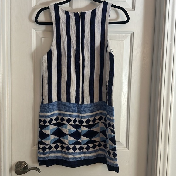 Lulus Multitask-Queen Ivory and Blue Print Shift Dress small blue white - Picture 7 of 9